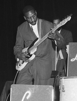 Monk Montgomery playing a 1951 Tele-style Fender Precision Bass with Lionel Hampton, Oslo, 6 September 1953